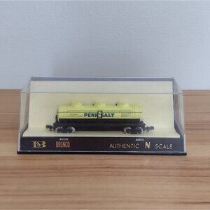Vtg Bronco Authentic N Scale 42' Three Dome Tank Car Penn Salt